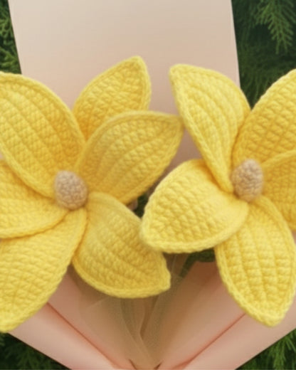 Handmade Mini Crochet Yellow Lily Bouquet