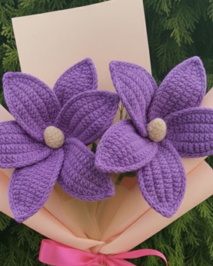 Handmade Mini Crochet Purple Lily Bouquet