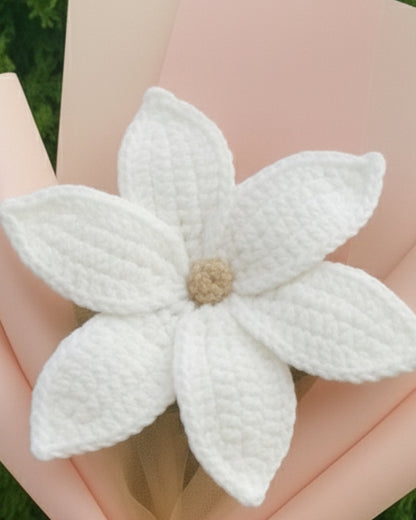 Handmade Crochet White Lily Bouquet