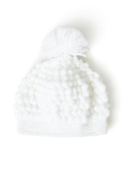 Funkrafts Handmade Soft Woolen Beanie Winter Warm Cap for Unisex Kids Pack of 3 White, Pink, Red