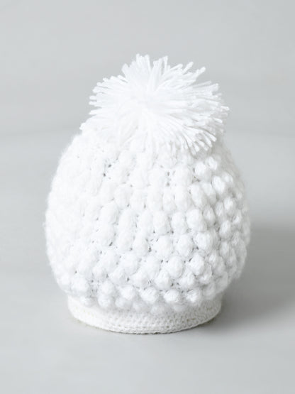Pack of 2 White & Blue Soft Woolen Cap for Kids