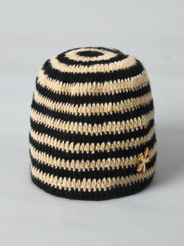 Brown & Blue Handmade Woollen Striped Cap for Kids
