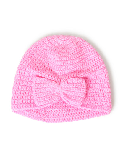 Funkrafts Handmade Soft Woolen Beanie Winter Warm Cap for Unisex Kids Pack of 3 White, Pink, Red