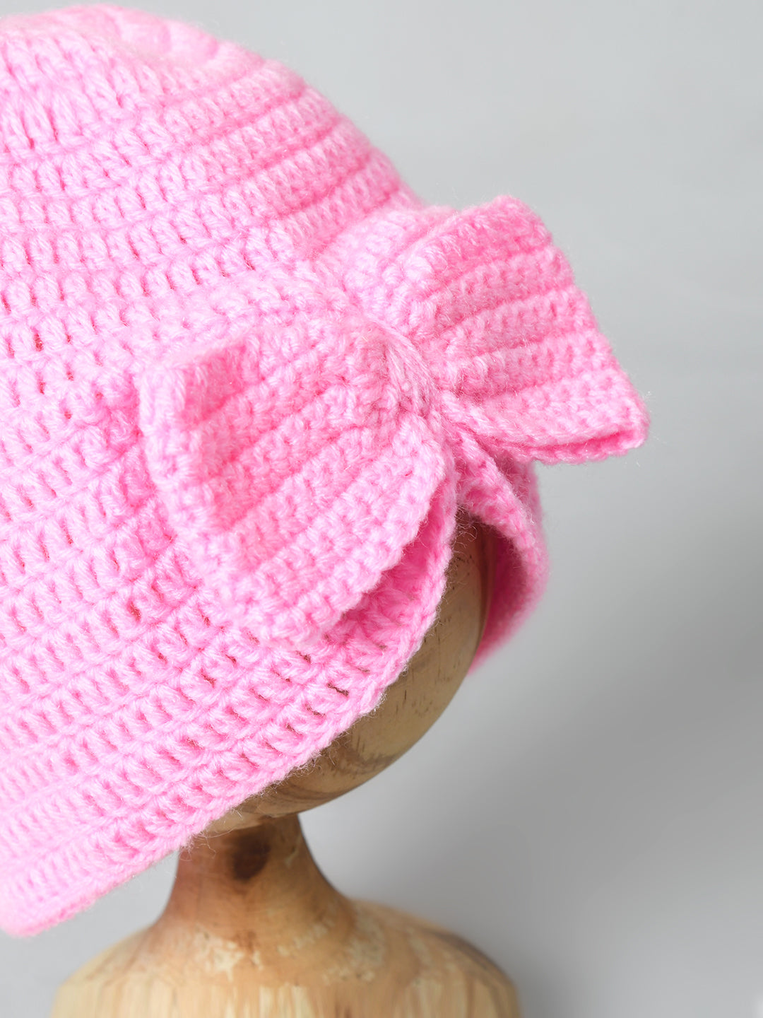 Pack of 2 Pink & White Woolen Cap for Girls