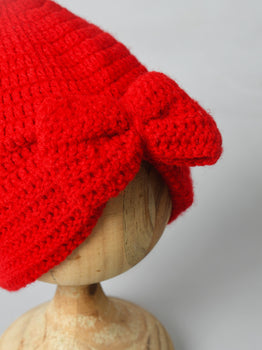 Pink Handmade Woollen Turban Cap for Girls