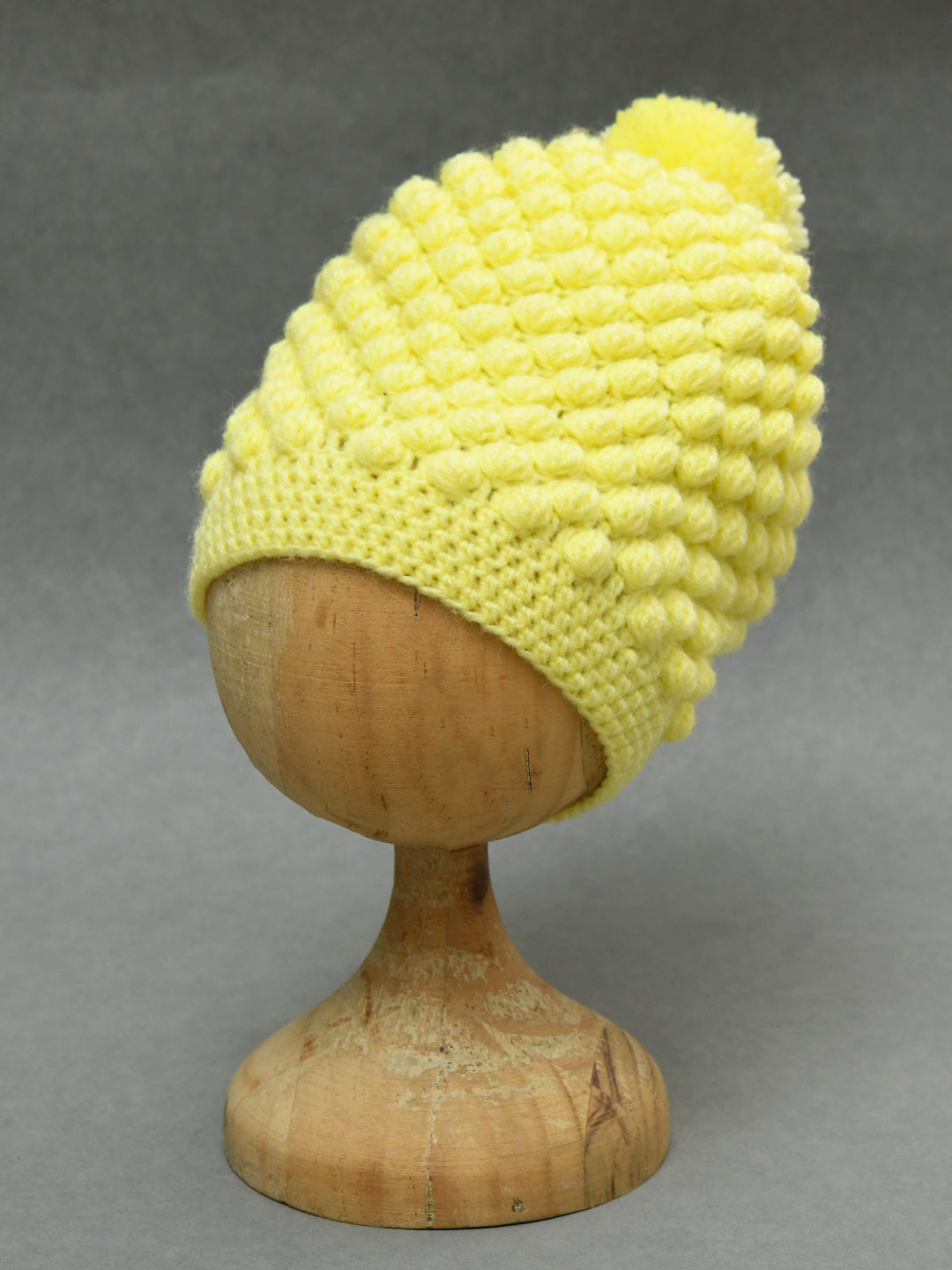 Yellow Handmade Soft Woolen Pom Pom Cap for Kids