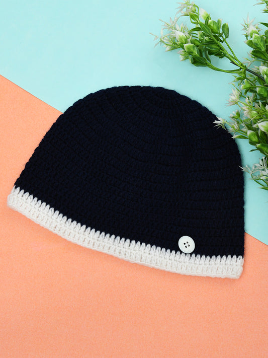 Navy Blue Handmade Winter Caps for Kids