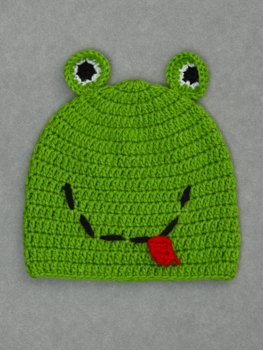 Funkrafts Handmade Soft Woolen Beanie Character Winter Warm Cap for Unisex Kids Pack of 2 White, Green