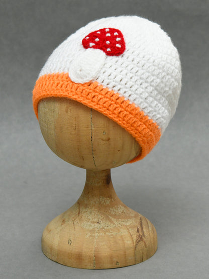 Funkrafts Handmade Soft Woolen Mushroom Cap for Kids White