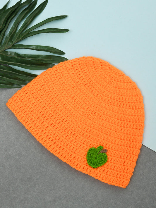 Orange Handmade Soft Woolen Cap for Kids