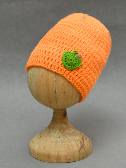 Orange Handmade Soft Woolen Cap for Kids