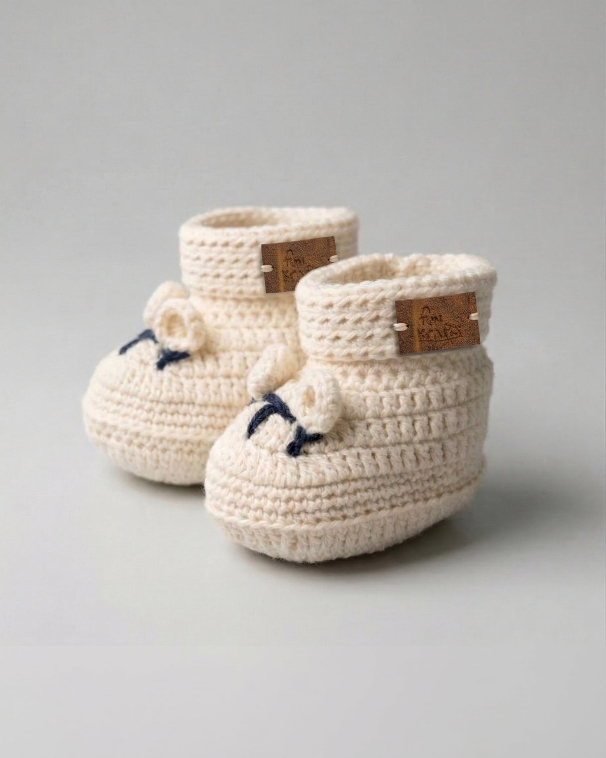 Off White Kids Puppy Design Handmade Organic Cotton Booties