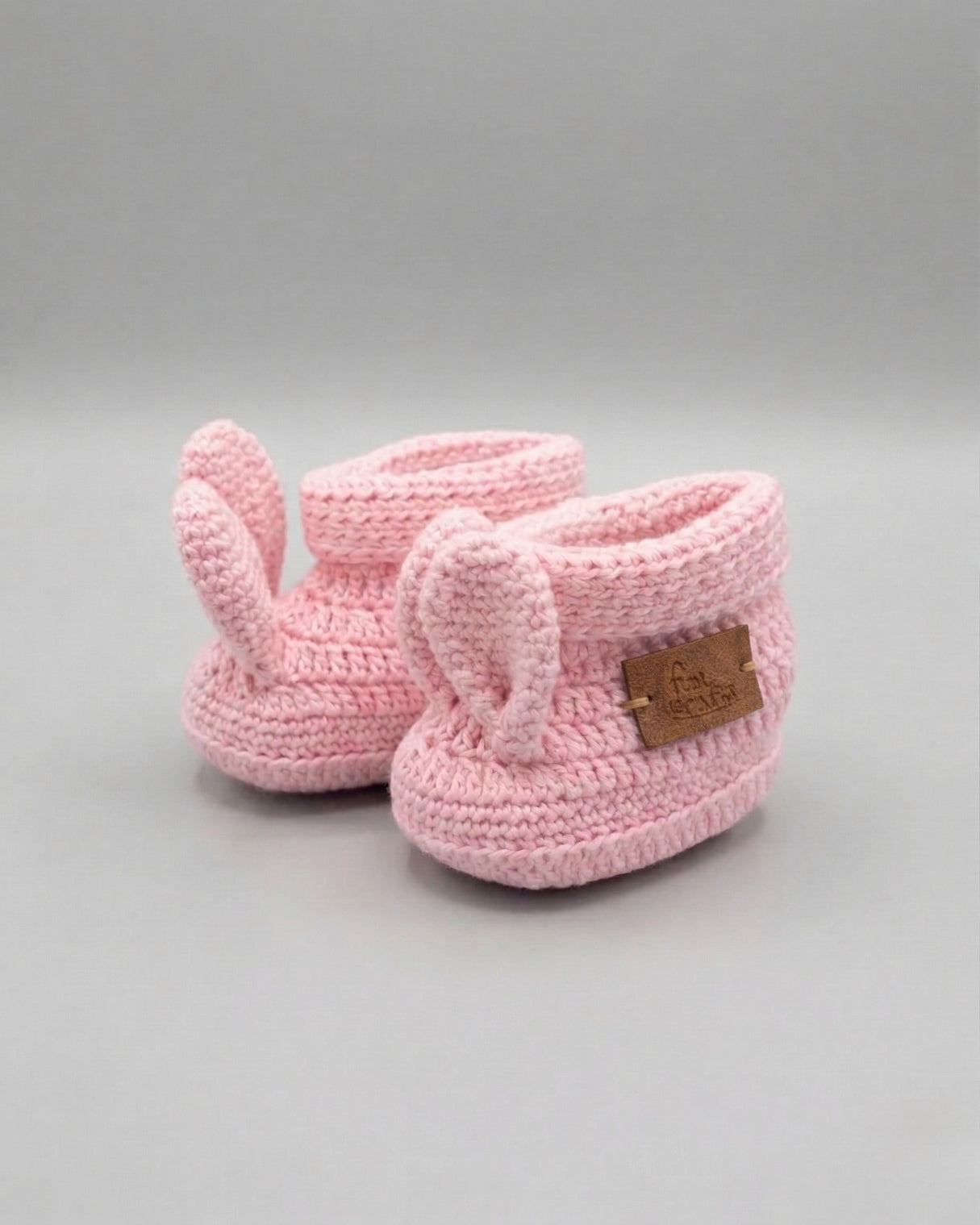 Pink Bunny Design Handmade Organic Cotton Booties for Girls