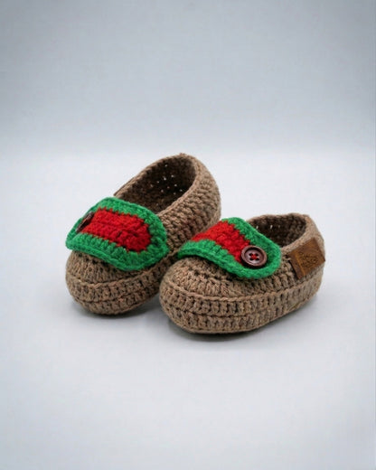 Brown Handmade Organic Cotton Loafers Booties for Kids