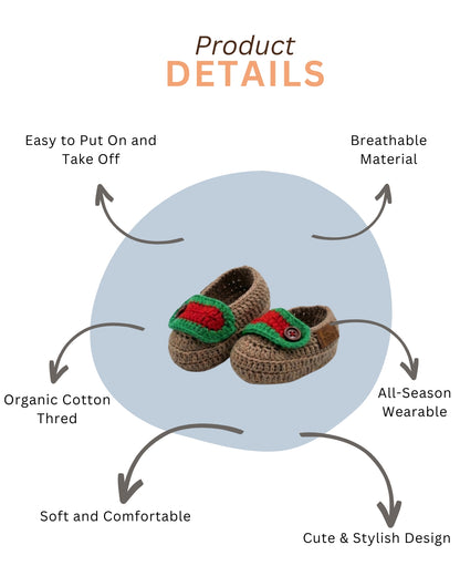 Brown Handmade Organic Cotton Loafers Booties for Kids