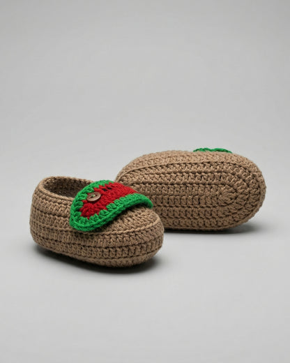 Brown Handmade Organic Cotton Loafers Booties for Kids