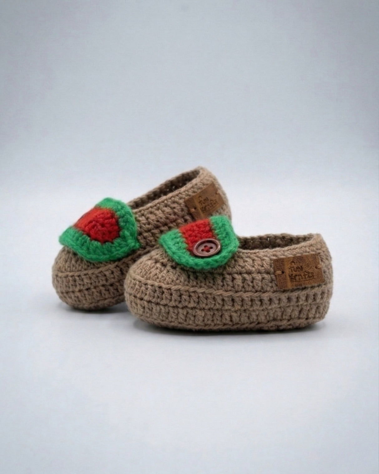 Brown Handmade Organic Cotton Loafers Booties for Kids