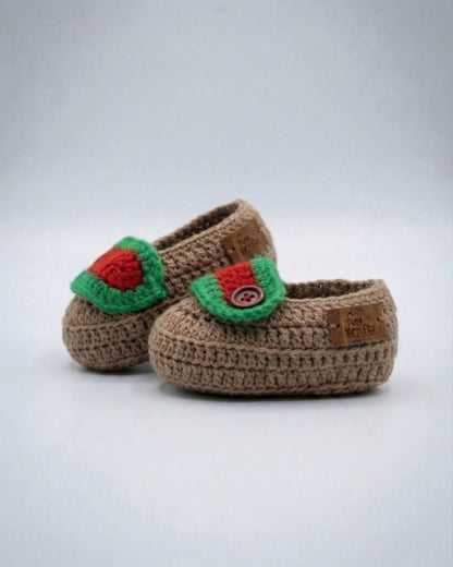 Brown Handmade Organic Cotton Loafers Booties for Kids