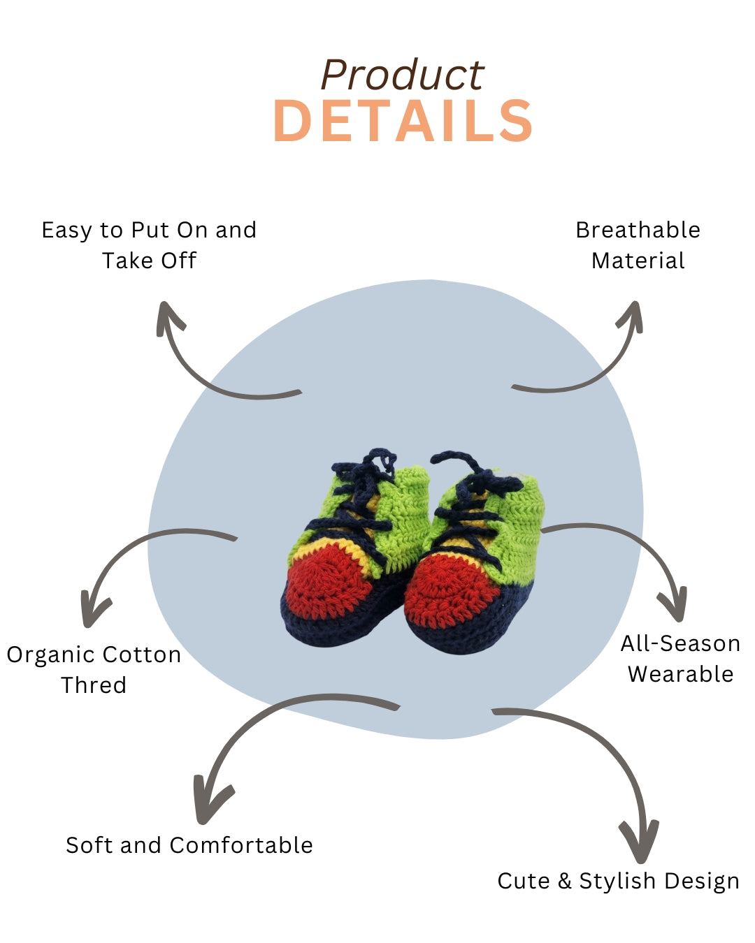Multicolor Handmade Organic Cotton Joker Boots Shoes Booties for Kids