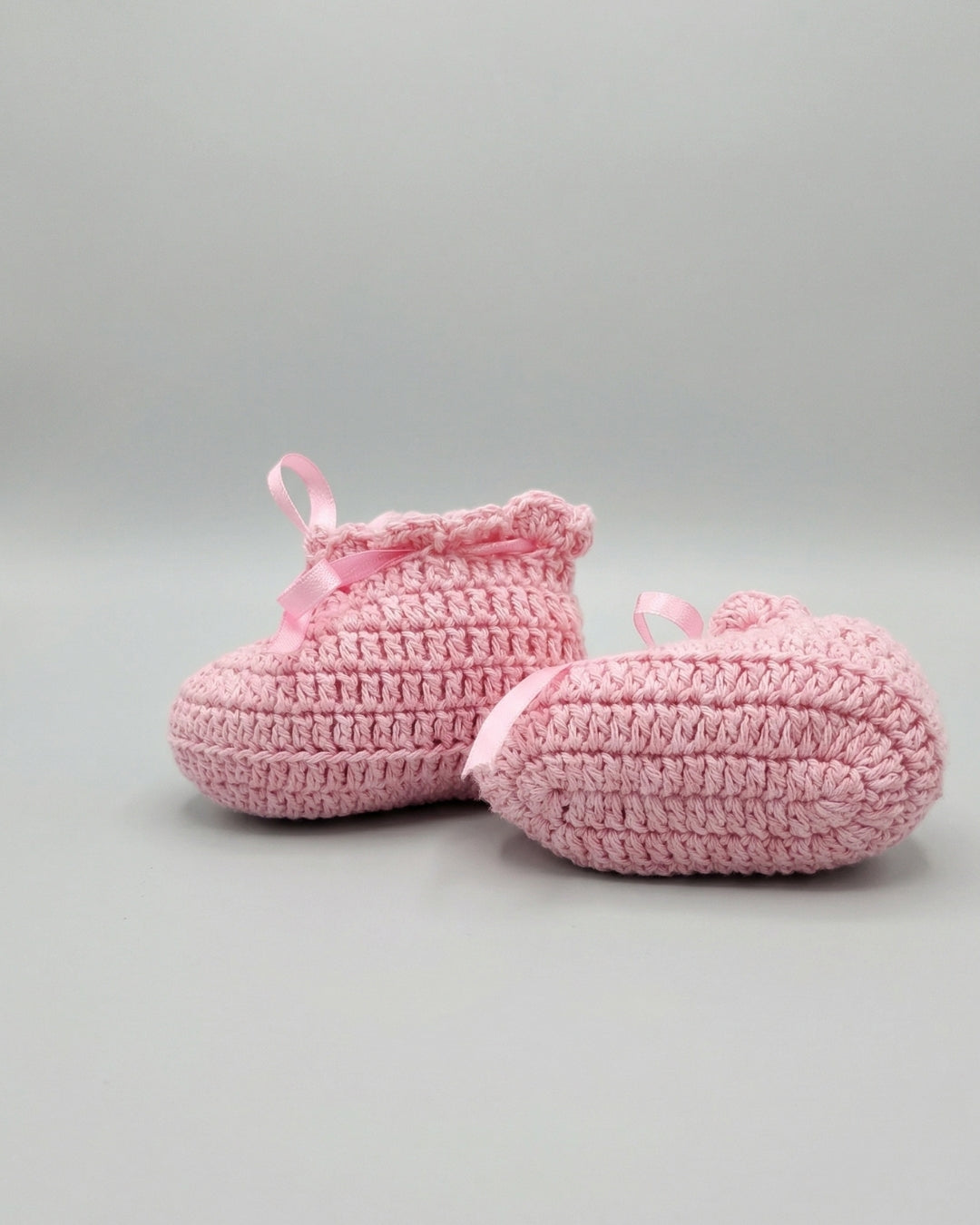 Pink Bow Design Handmade Organic Cotton Booties for Girls
