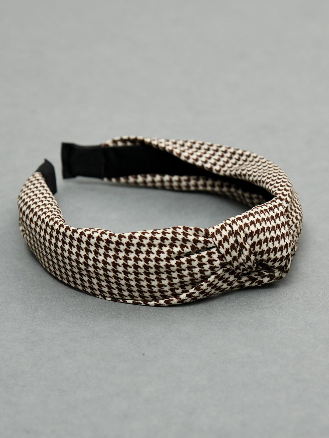 Brown Free Size Checked Hair Band