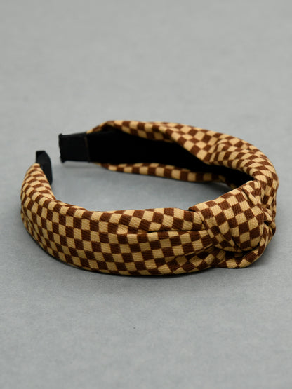 Brown Free Size Checked Style Hair Band