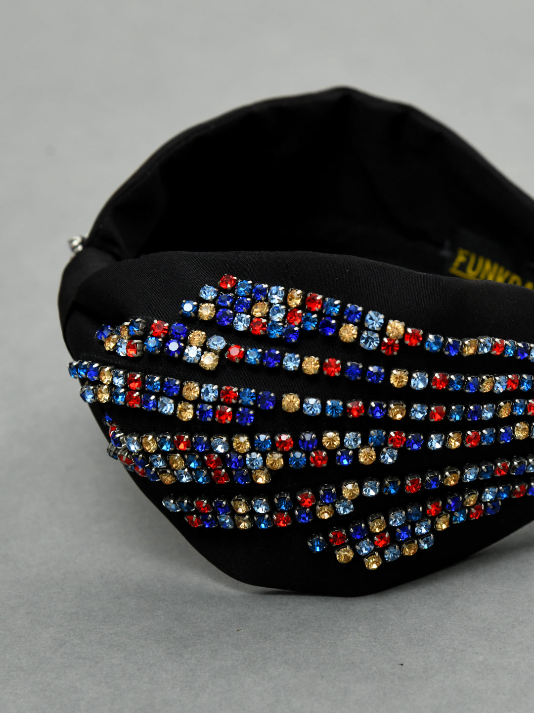 Black & Multi Free Size Beaded Embroidered Hair Band
