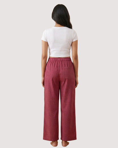 Magenta Super Comfy Cotton Poplin Relax Fit Lounge Pant for Women