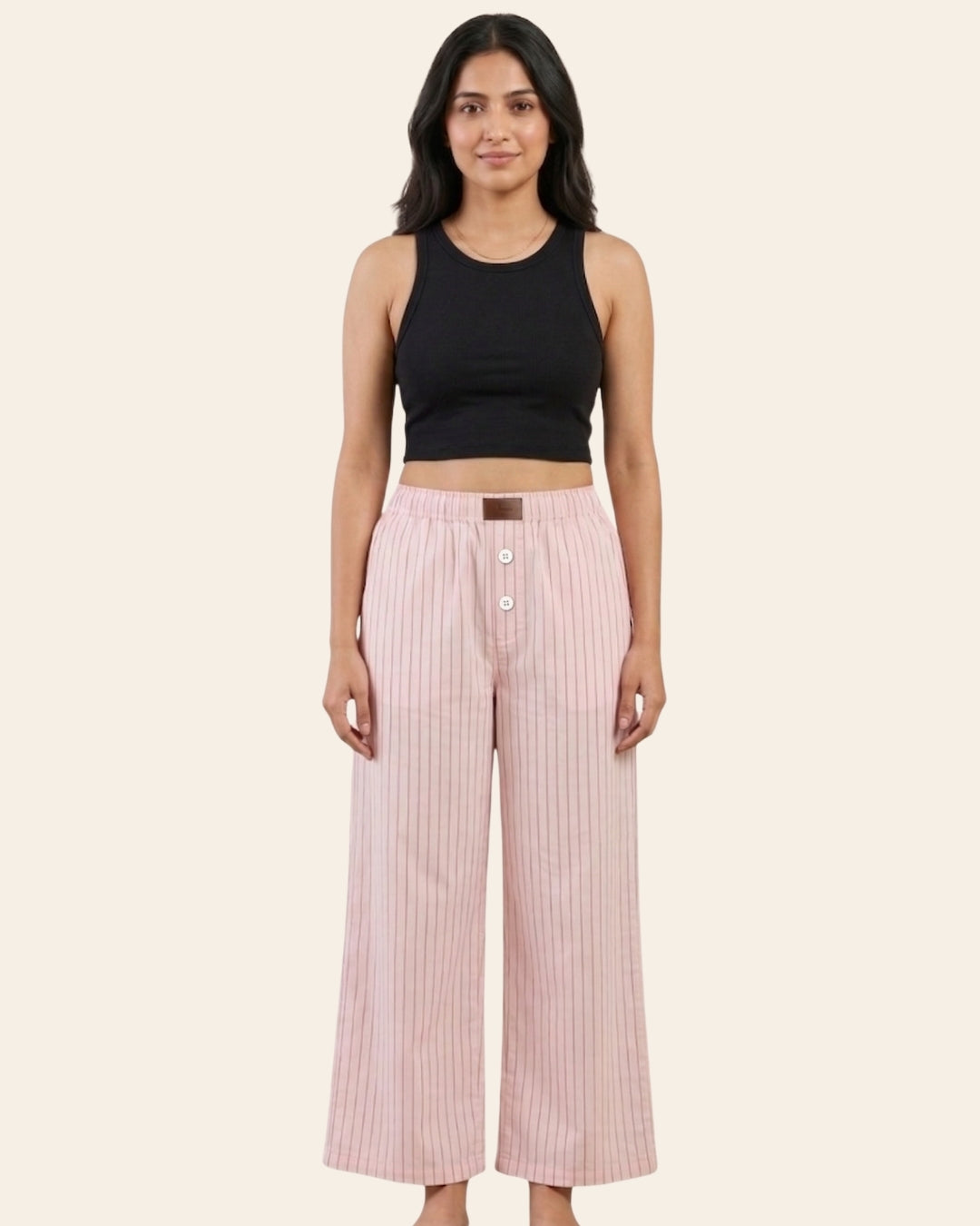 Pink Super Comfy Cotton Poplin Relax Fit Lounge Pant for Women
