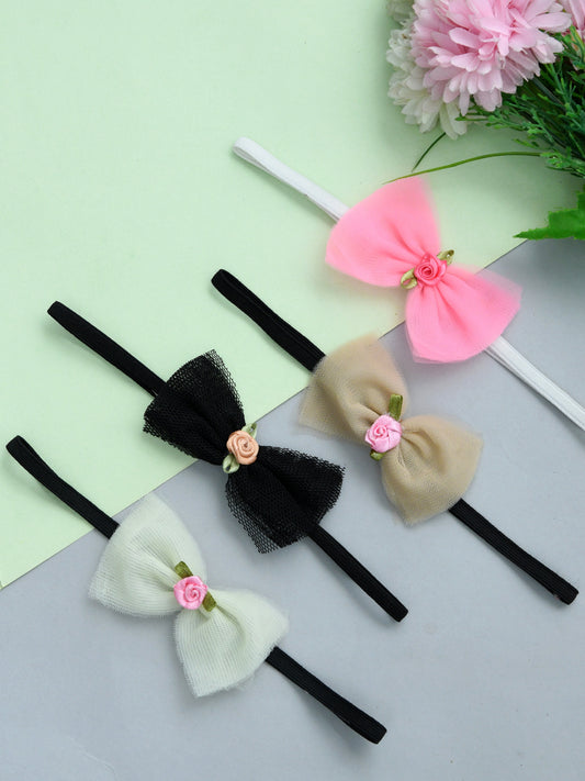 Pack of 4 Multicolor Classic Baby Bow Headband Set for Girls