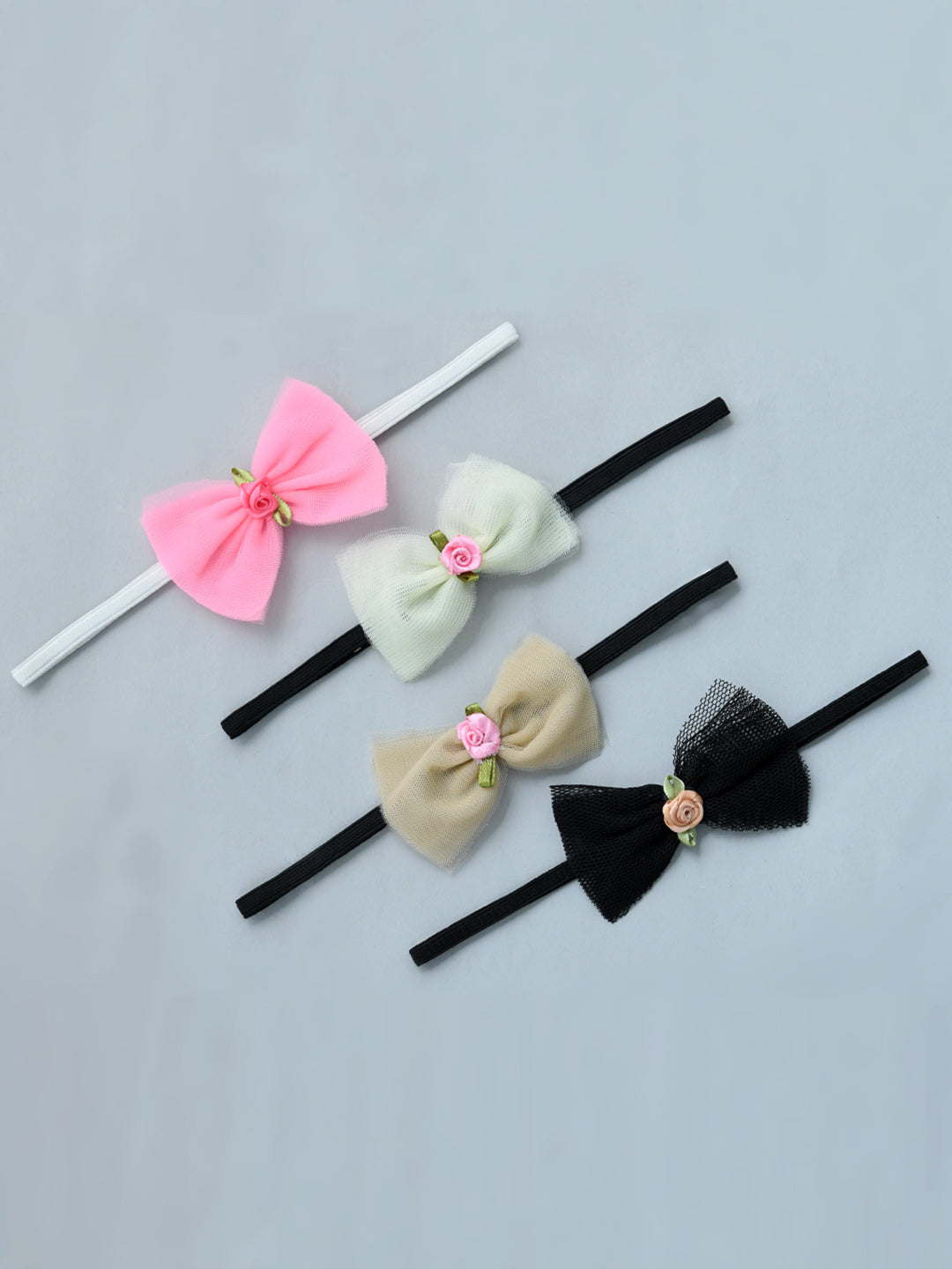 Pack of 4 Multicolor Classic Baby Bow Headband Set for Girls