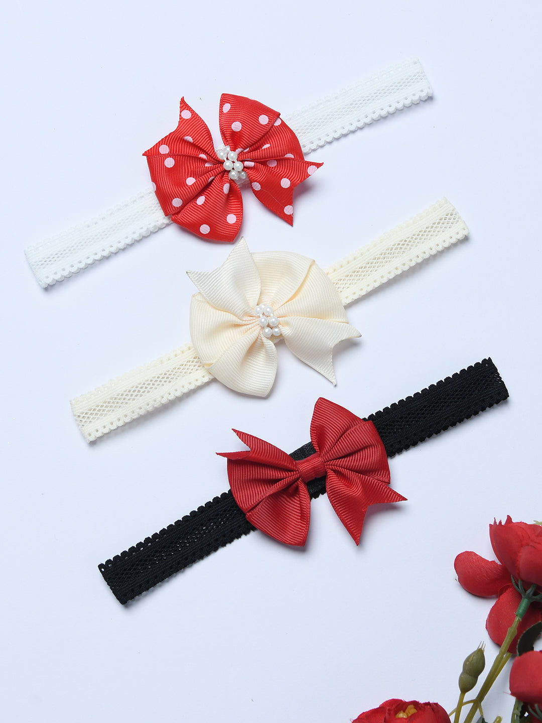 Pack of 3 Elegant Ribbon Bow Baby Headbands