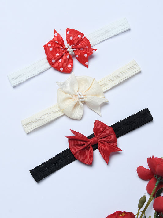 Pack of 3 Elegant Ribbon Bow Baby Headbands