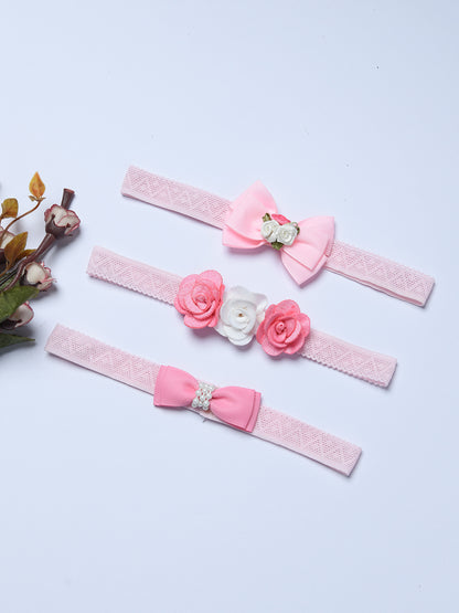 Pack of 3 Pink Cute Baby Girl Flower & Bow Headbands