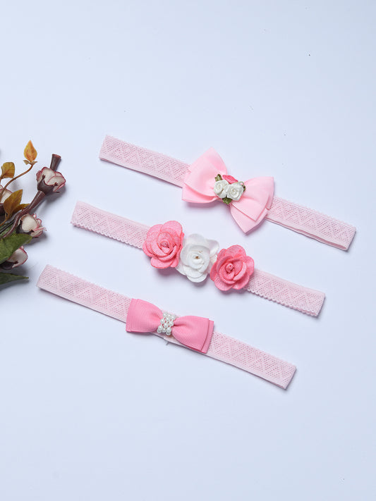 Pack of 3 Pink Cute Baby Girl Flower & Bow Headbands