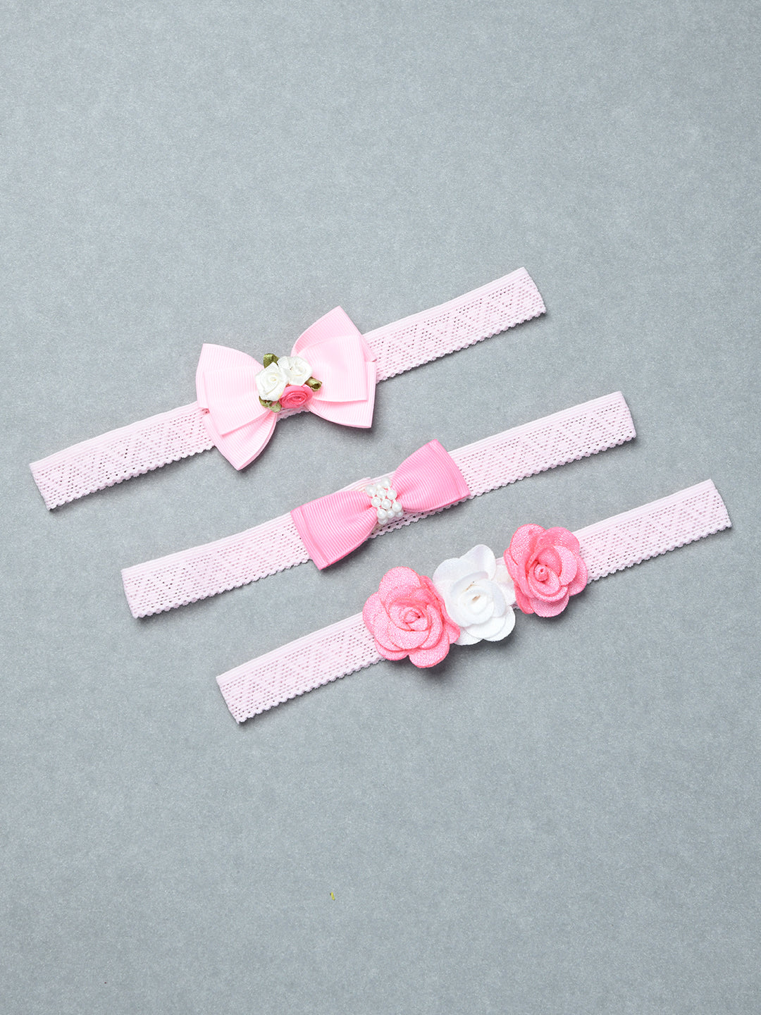 Pack of 3 Pink Cute Baby Girl Flower & Bow Headbands