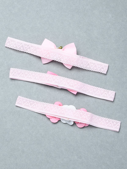 Pack of 3 Pink Cute Baby Girl Flower & Bow Headbands