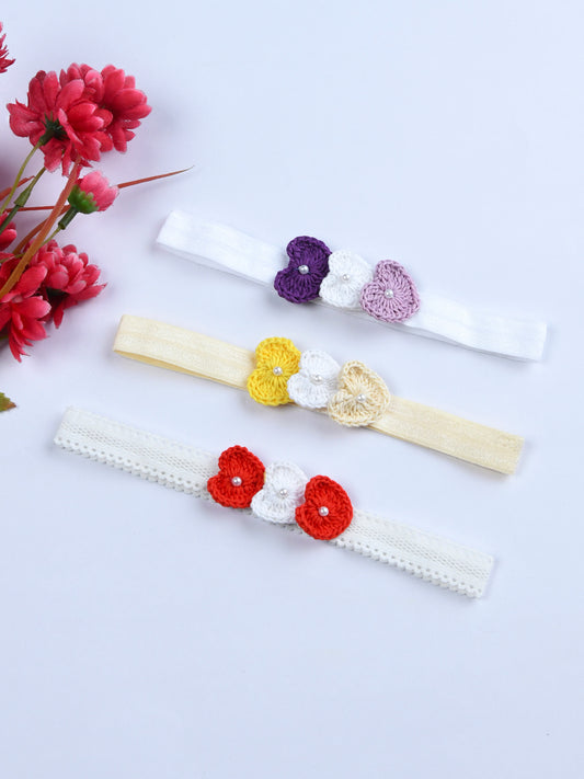 Pack Of 3 Little Hearts Headbands - Multicolor