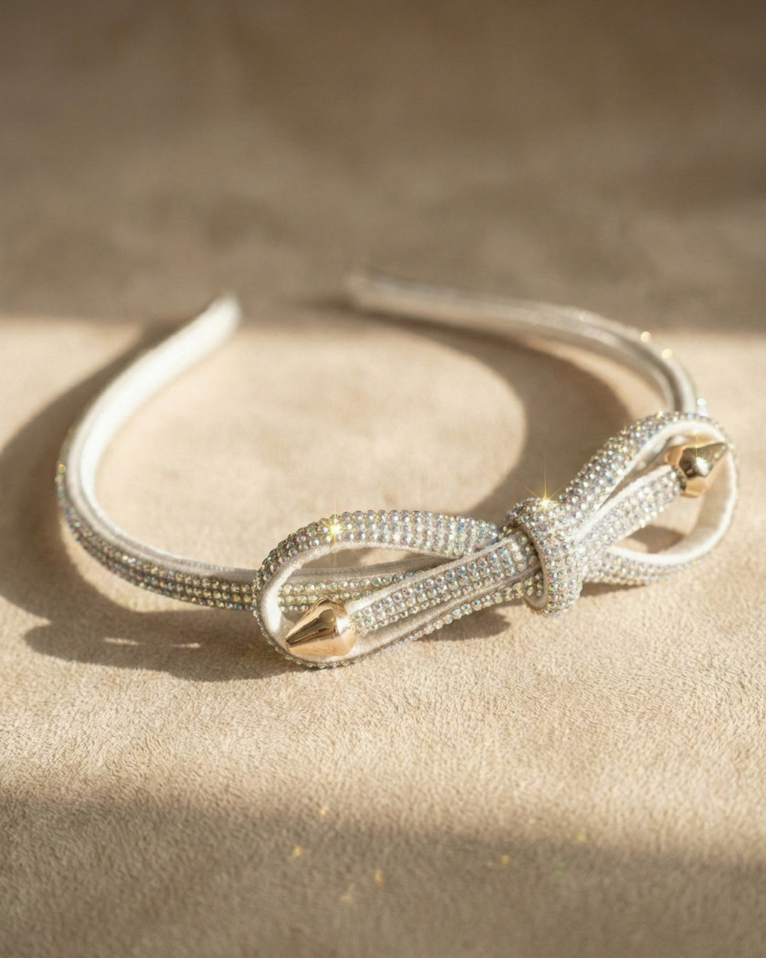 Shimmering White Crystal Bow Headband