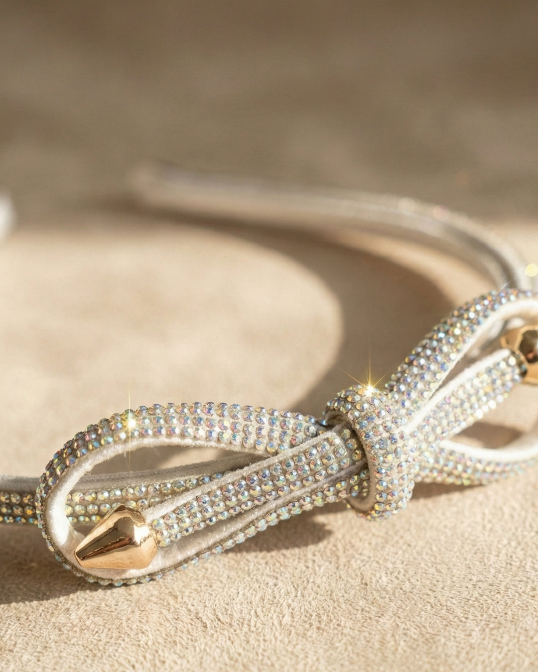 Shimmering White Crystal Bow Headband