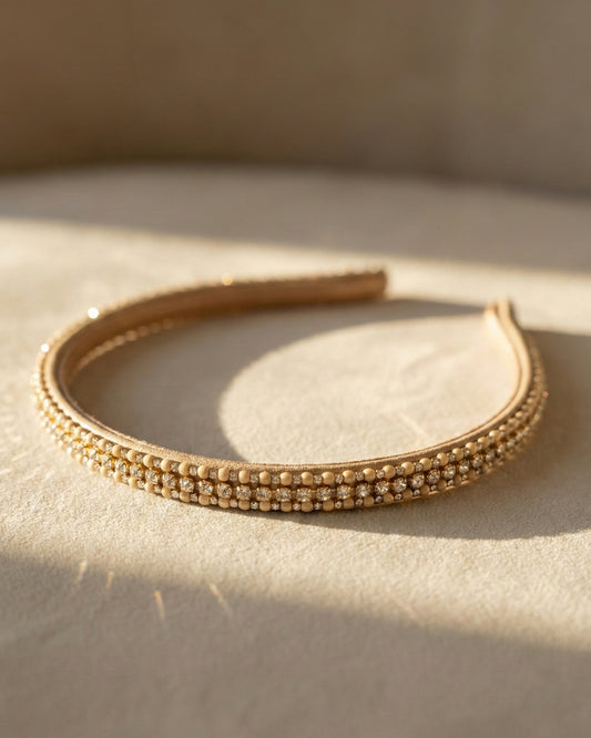 Classic Gold Slim Crystal Embellishment Hairband