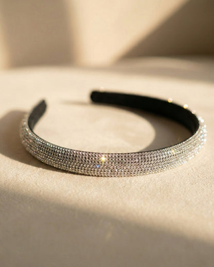 Silver Studded Rhinestone Headband for Girls