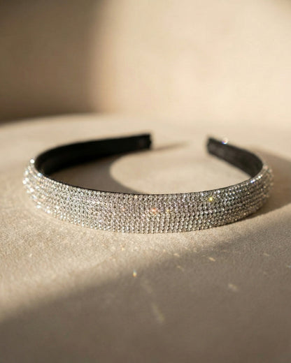Silver Studded Rhinestone Headband for Girls