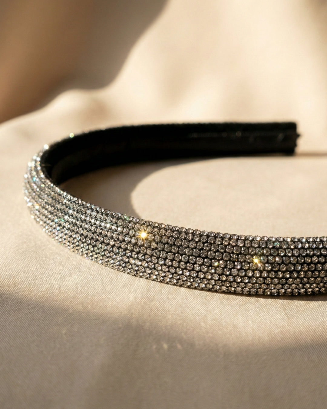 Silver Studded Rhinestone Headband for Girls