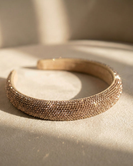 Golden Studded Rhinestone Headband for Girls