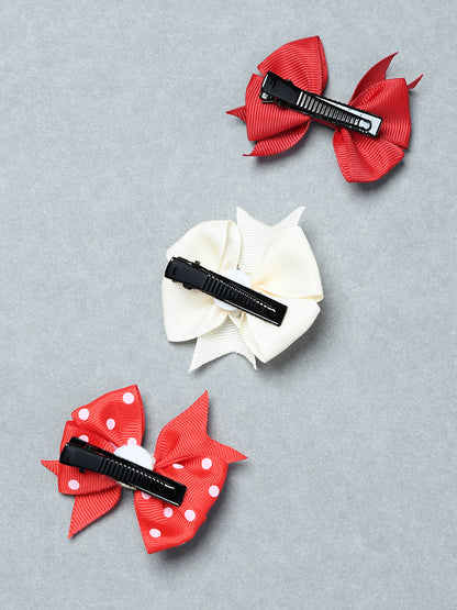 Pack Of 3 Cute Bow Hair Clips for Girls - Multicolour