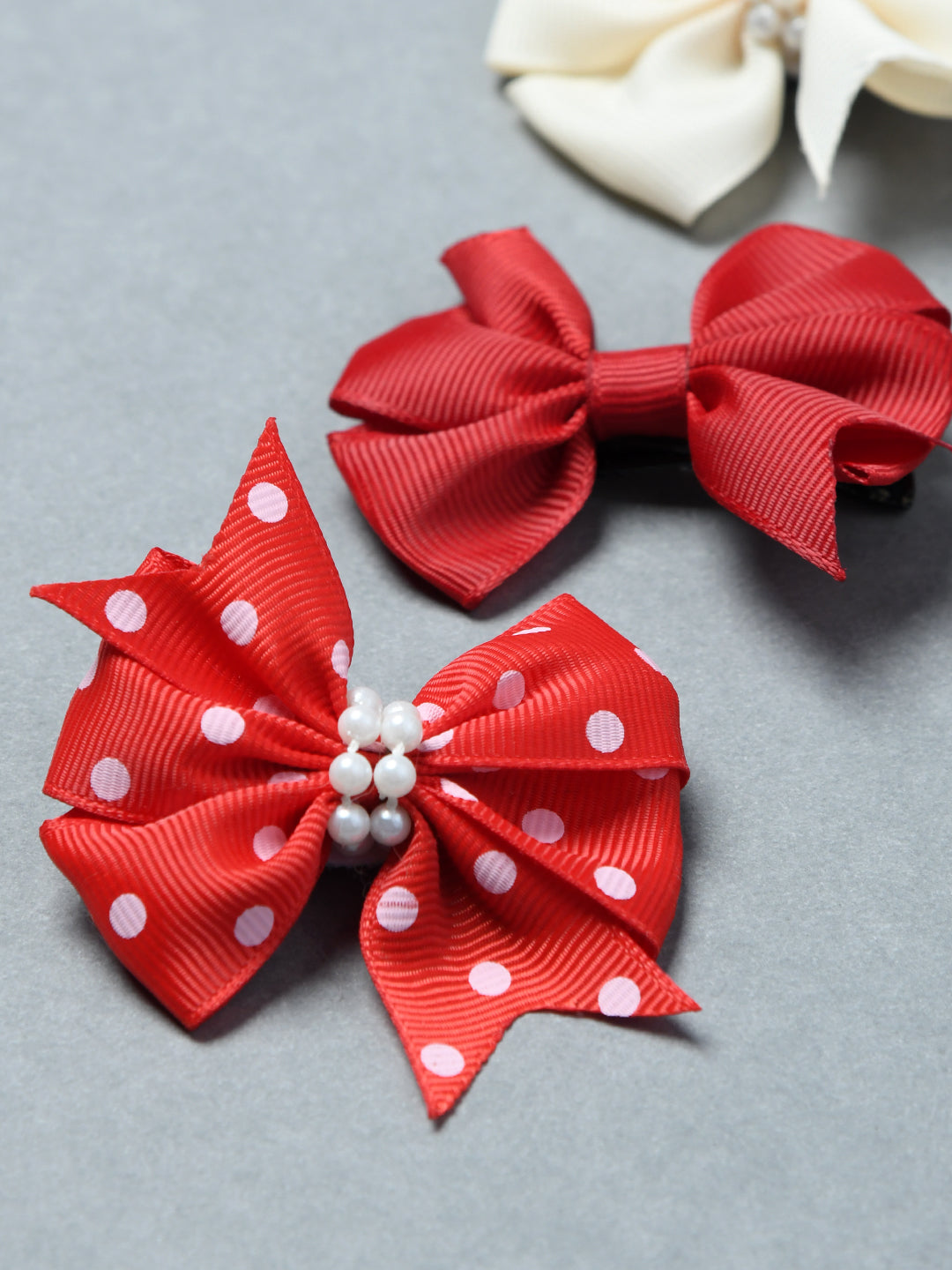 Pack Of 3 Cute Bow Hair Clips for Girls - Multicolour
