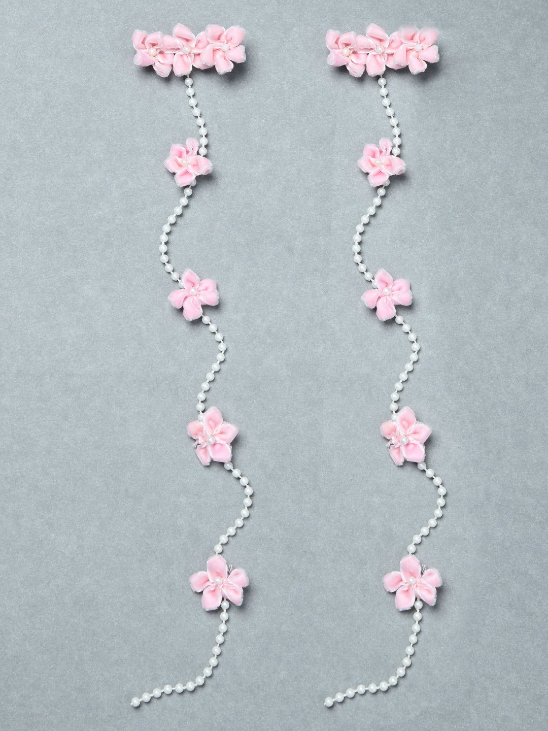 Set of 2 Girls Pink Floral Pearl Hair Clip