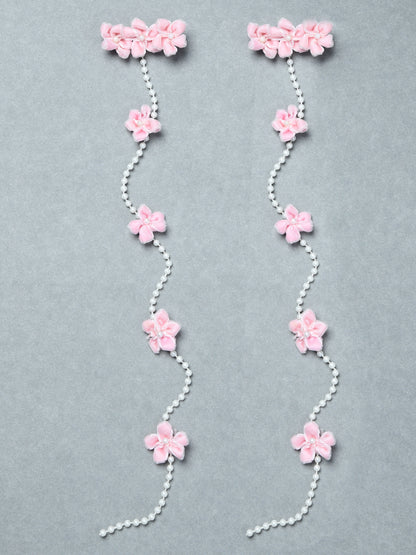 Set of 2 Girls Pink Floral Pearl Hair Clip