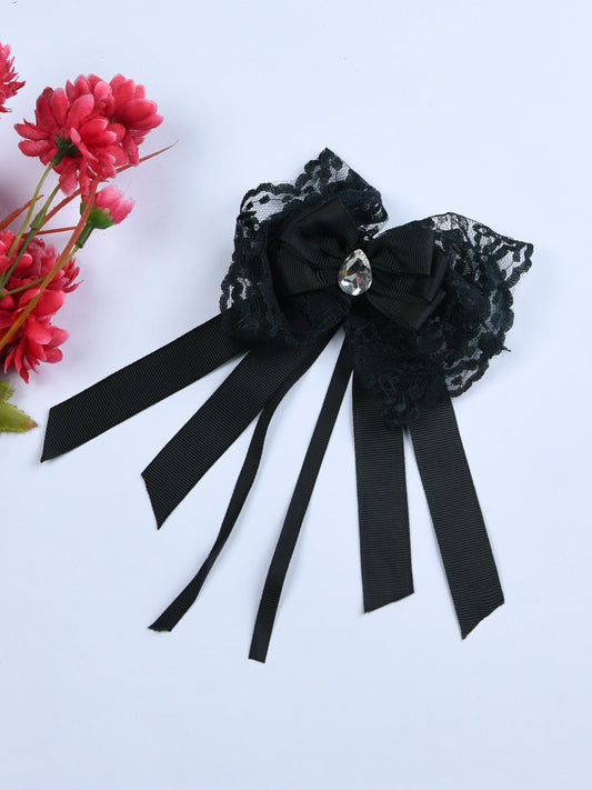 Trendy Solid Hair Bow Clip - Black